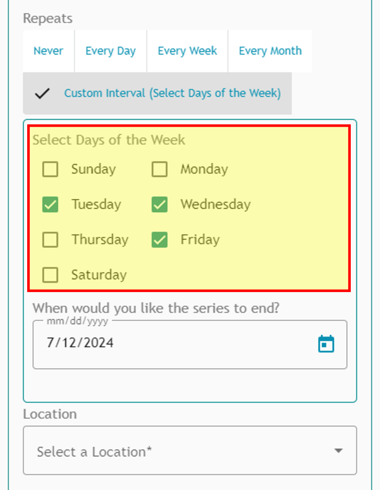 Athlete Connect repeats custom interval screenshot.