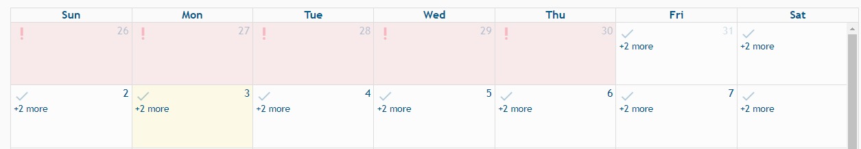 View of Athlete Connect calendar icons.